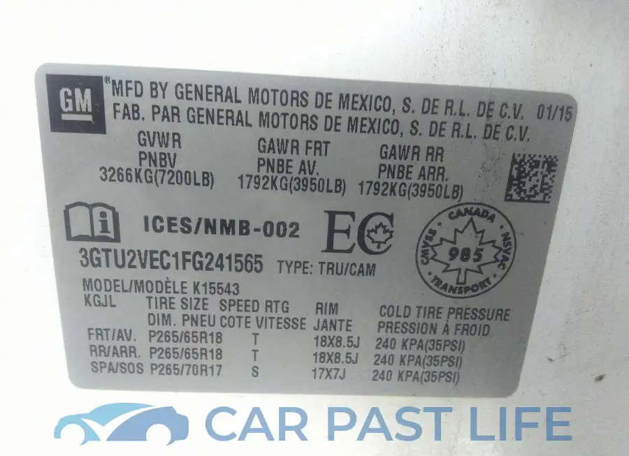 3GTU2VEC1FG241565# 9