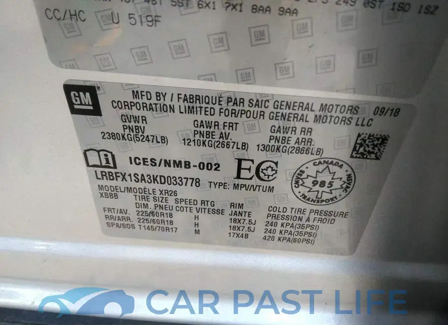 LRBFX1SA3KD033778# 9