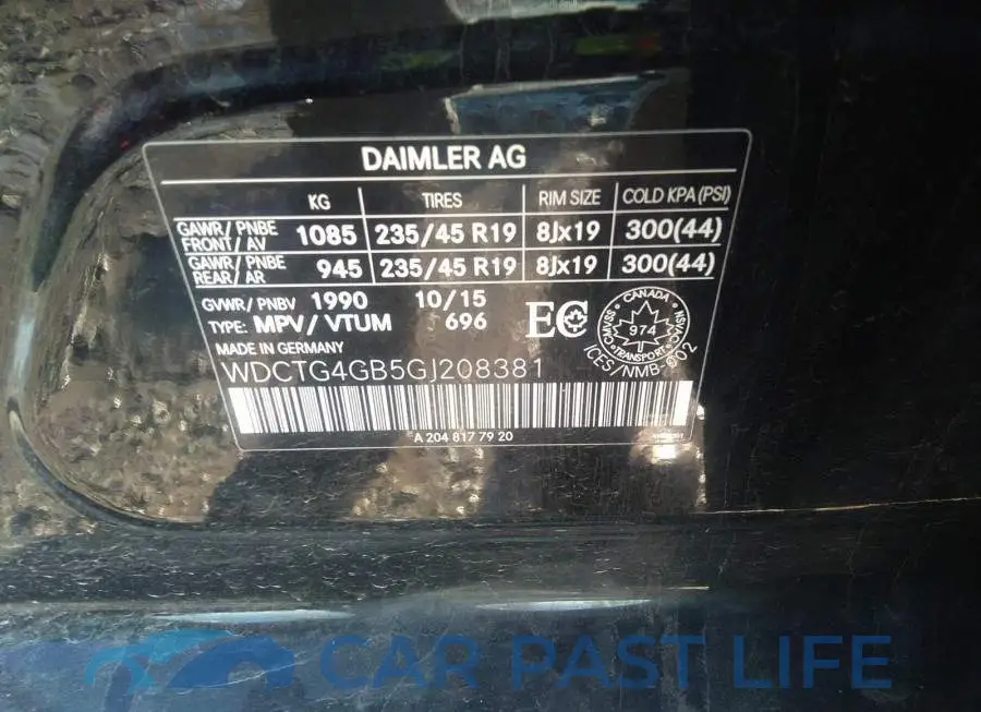 WDCTG4GB5GJ208381# 9
