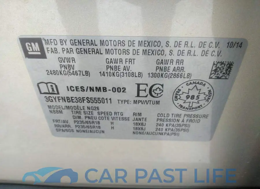 3GYFNBE38FS555011# 9