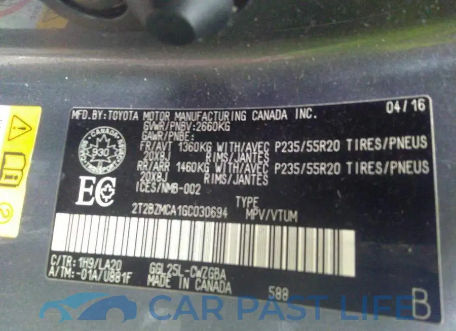 2T2BZMCA1GC030694# 9