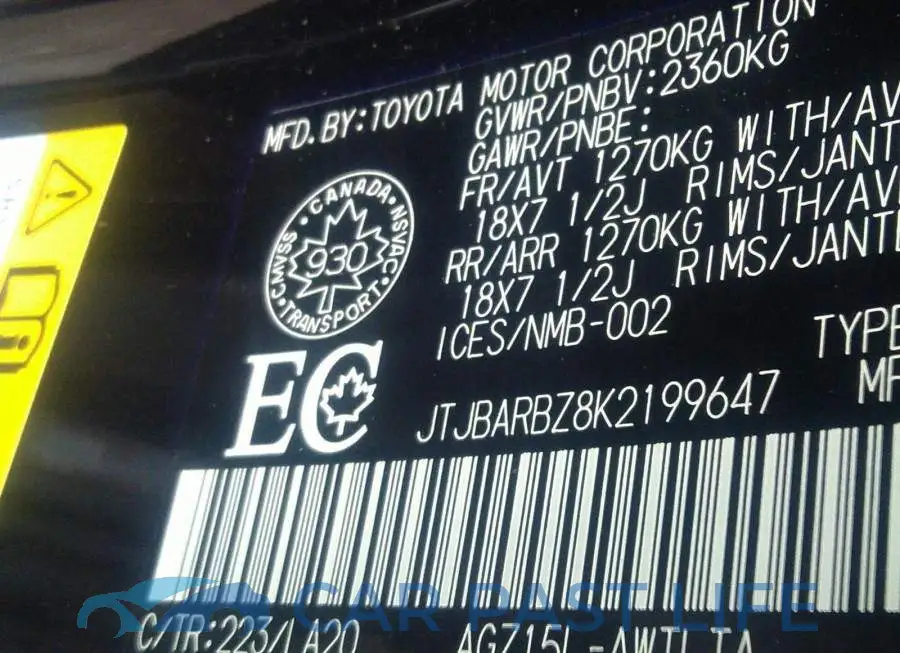 JTJBARBZ8K2199647# 9