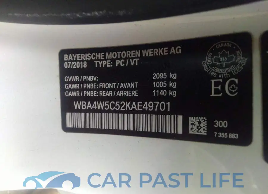 WBA4W5C52KAE49701# 9