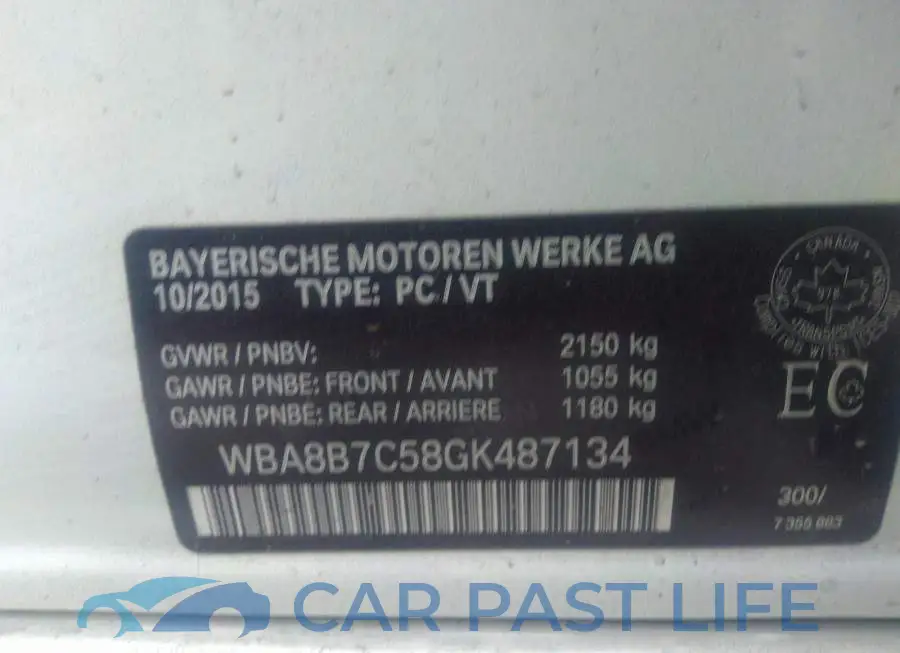 WBA8B7C58GK487134# 9