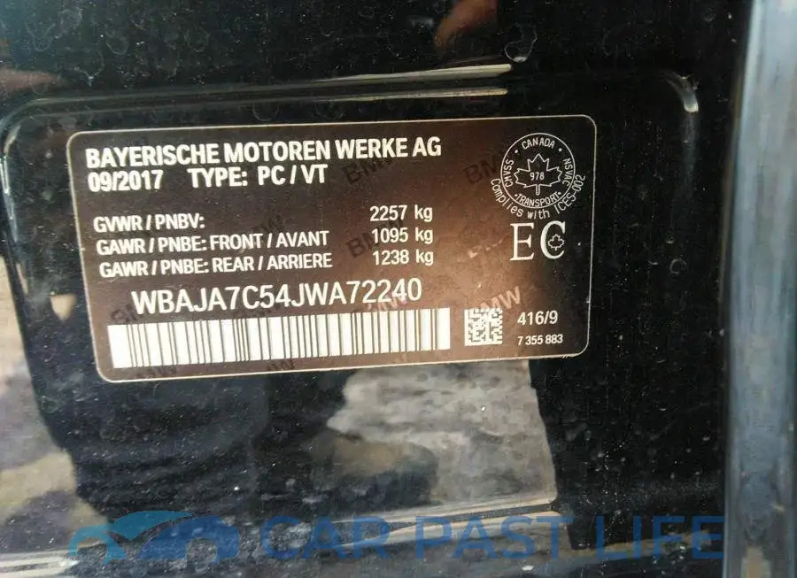 WBAJA7C54JWA72240# 9