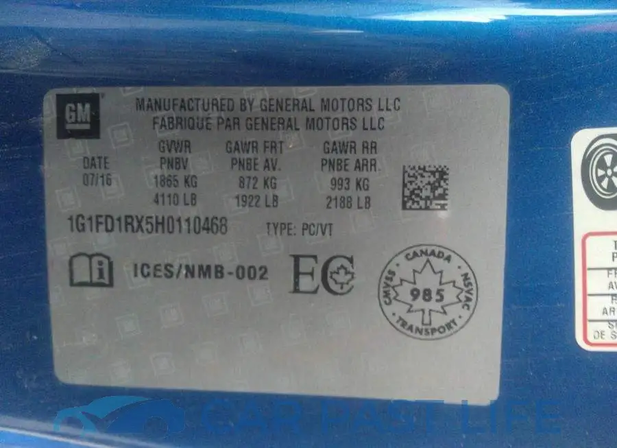 1G1FD1RX5H0110468# 9
