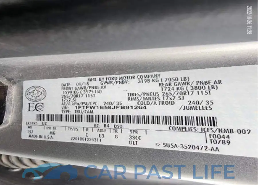 1FTFW1E58JFB91264# 9