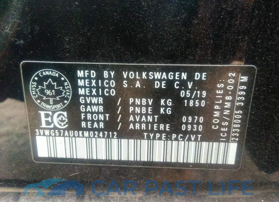 3VWG57AU0KM024712# 9