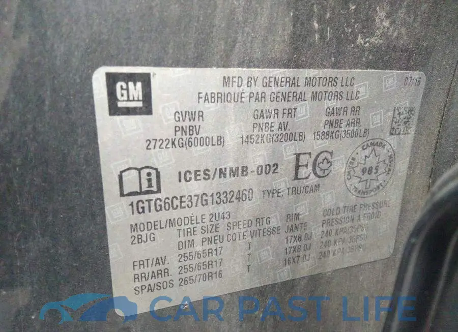 1GTG6CE37G1332460# 9