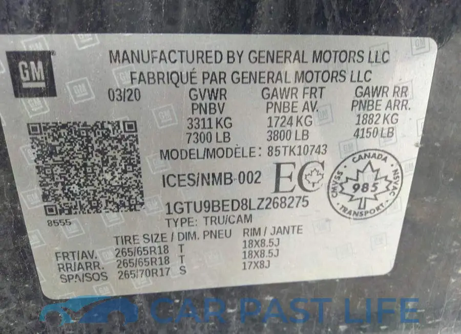 1GTU9BED8LZ268275# 9
