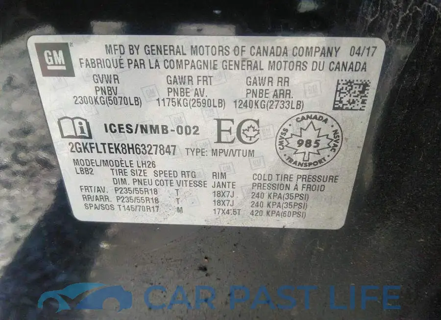 2GKFLTEK8H6327847# 9