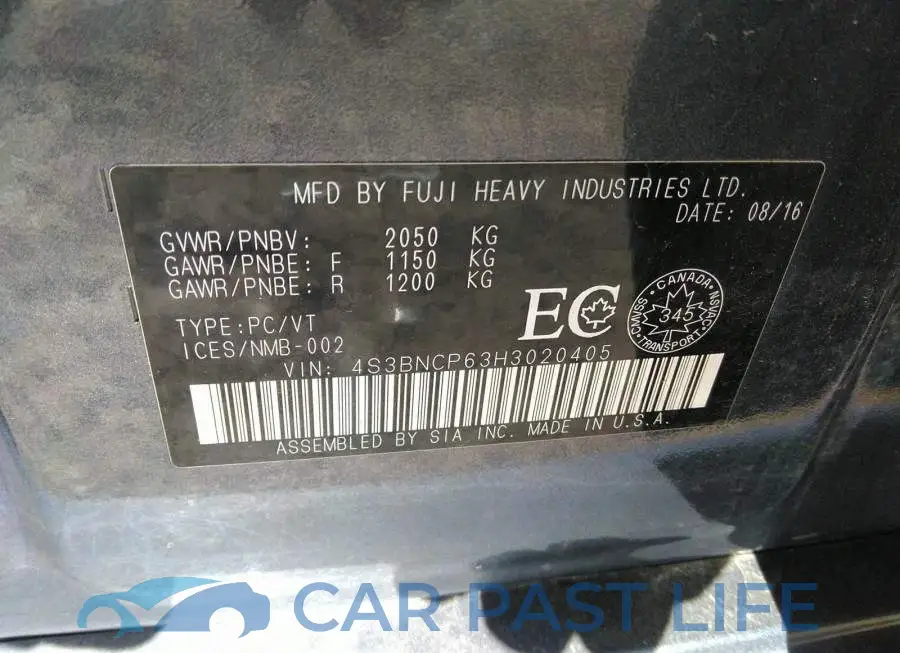 4S3BNCP63H3020405# 9