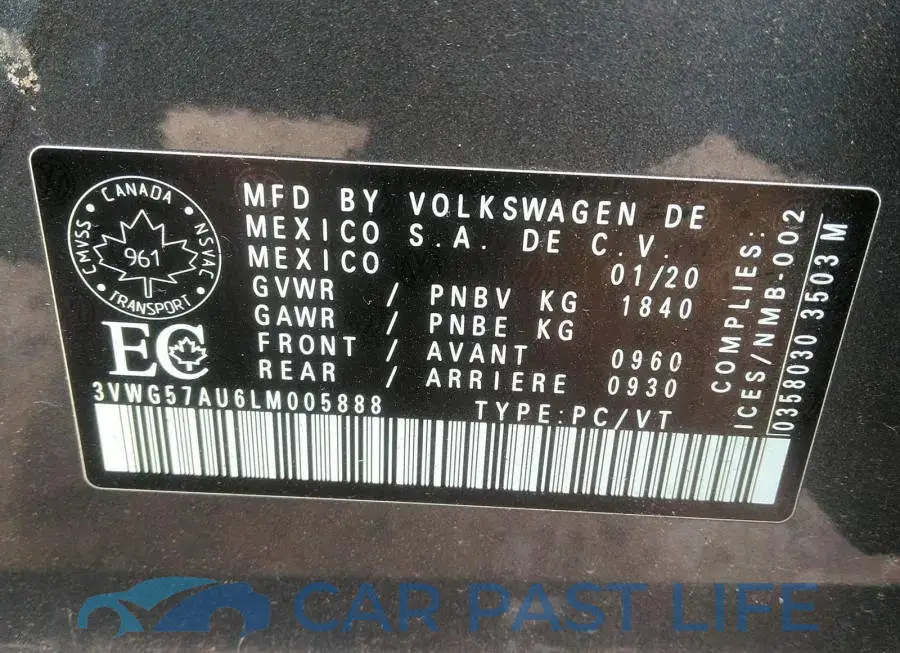 3VWG57AU6LM005888# 9