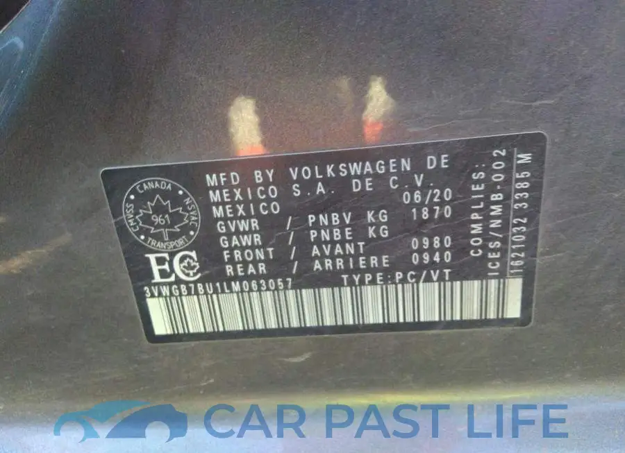 3VWGB7BU1LM063057# 9