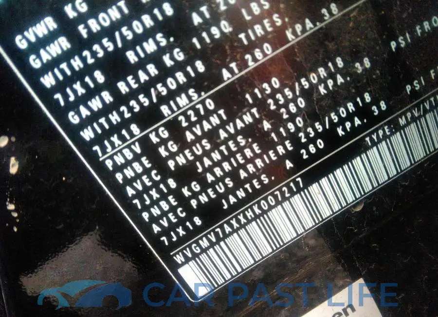 WVGMV7AXXHK007217# 9