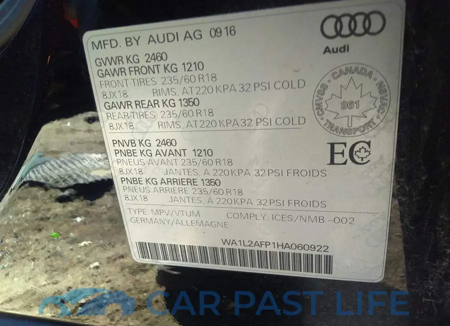 WA1L2AFP1HA060922# 9