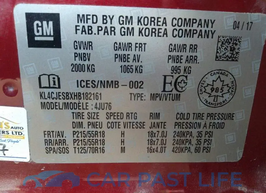 KL4CJESBXHB182161# 9