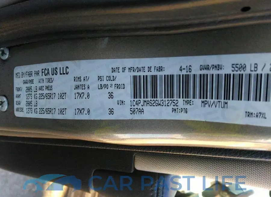 1C4PJMAS2GW312752# 9