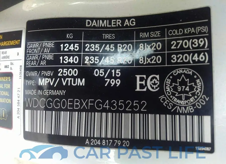 WDCGG0EBXFG435252# 9