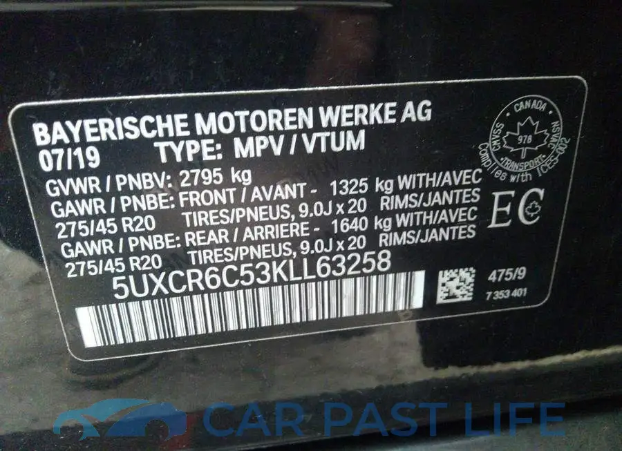 5UXCR6C53KLL63258# 9