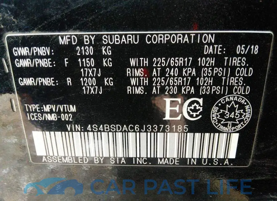 4S4BSDAC6J3373185# 9
