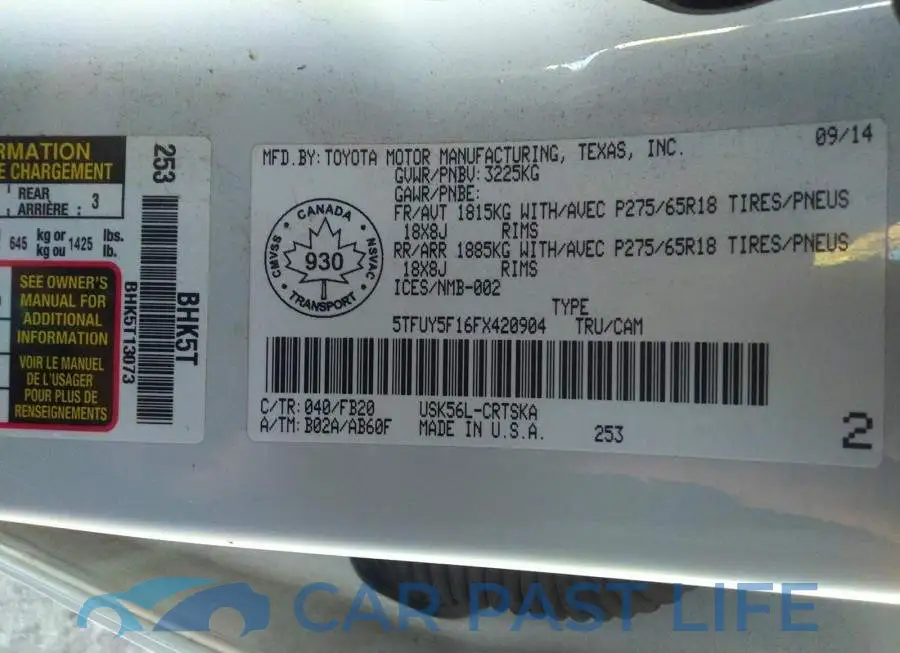 5TFUY5F16FX420904# 9
