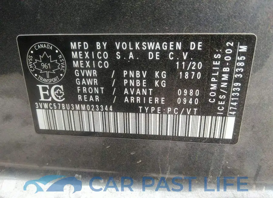 3VWC57BU3MM023344# 9