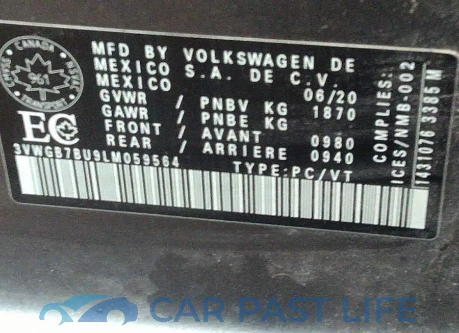3VWGB7BU9LM059564# 9
