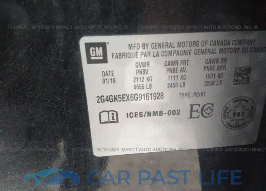 2G4GK5EX6G9161928# 9