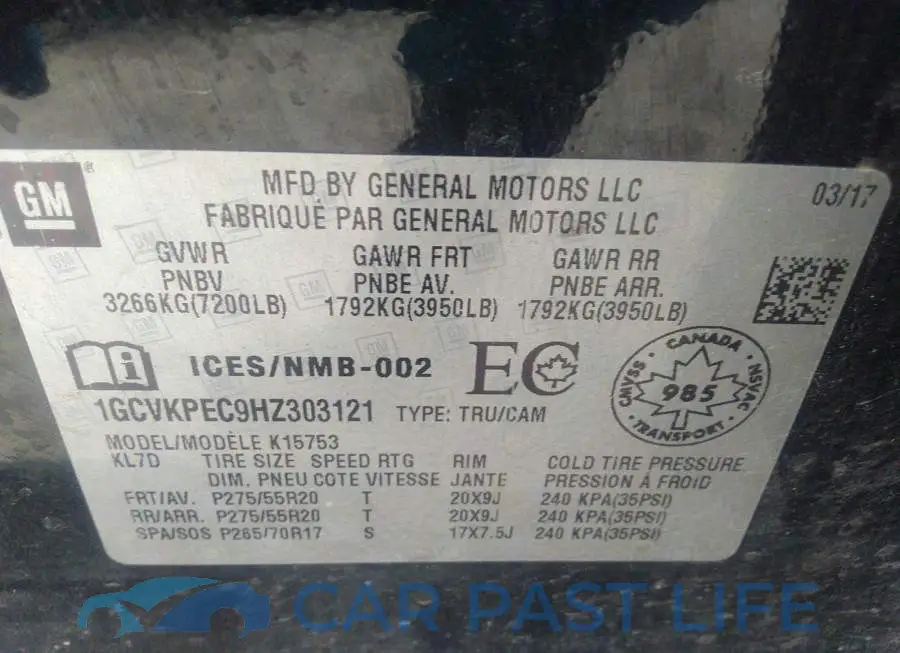 1GCVKPEC9HZ303121# 9