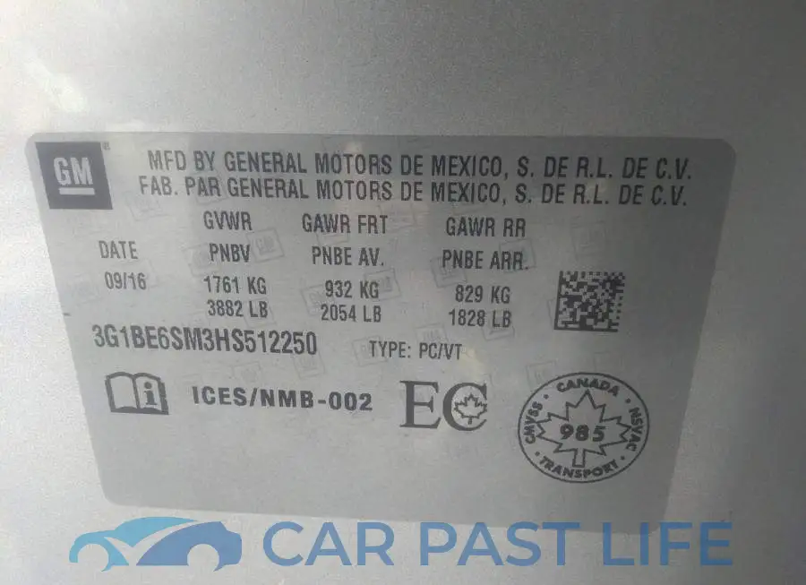 3G1BE6SM3HS512250# 9