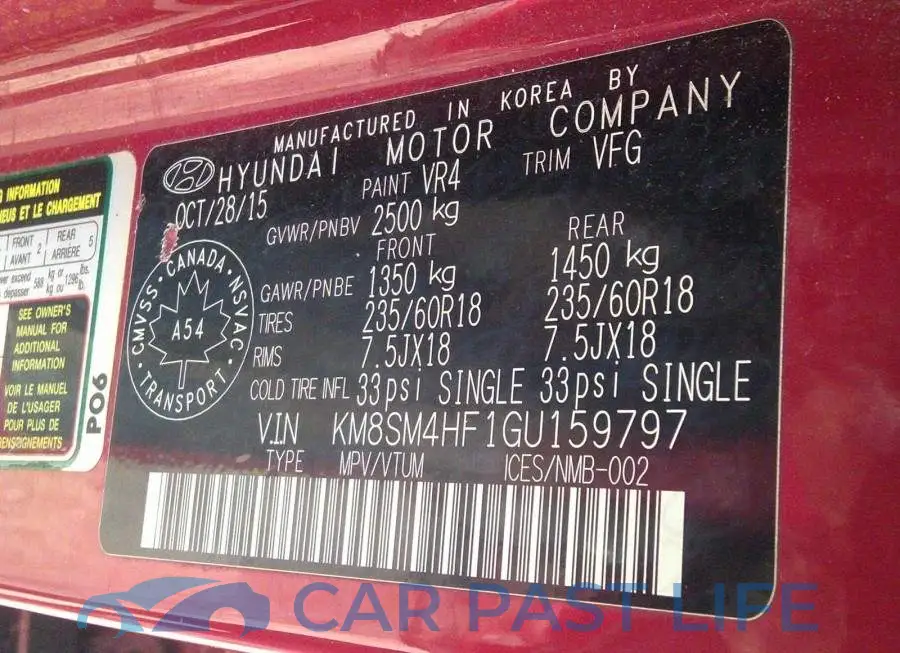KM8SM4HF1GU159797# 9