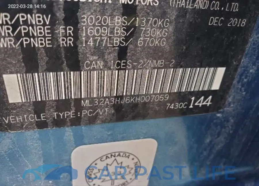 ML32A3HJ6KH007059# 9