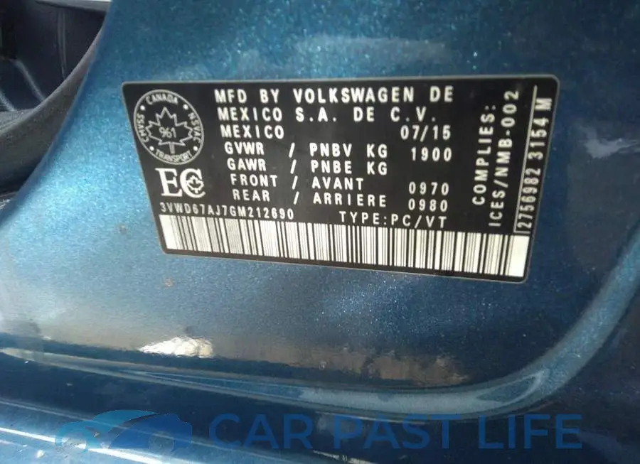 3VWD67AJ7GM212690# 9