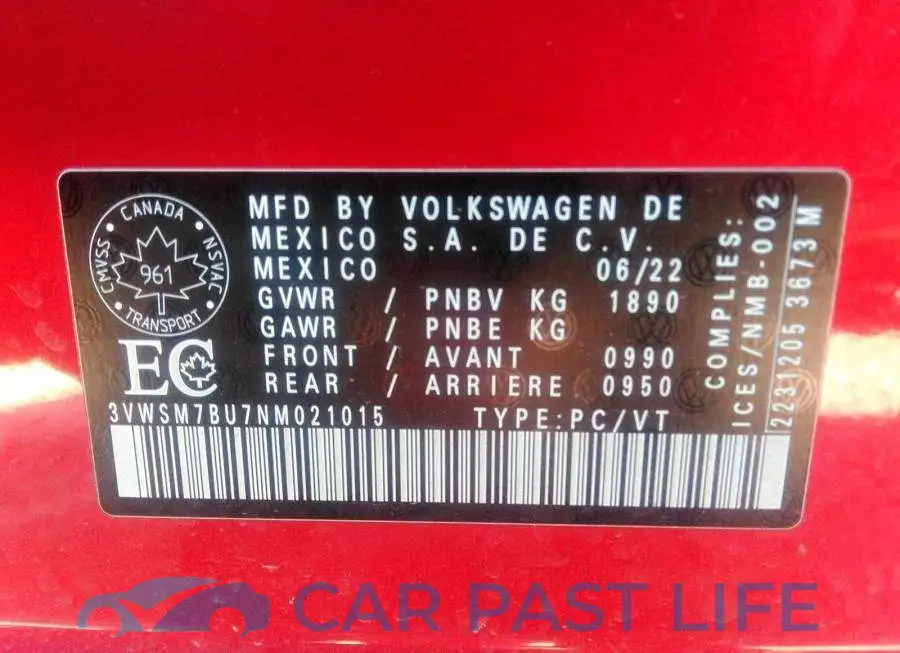 3VWSM7BU7NM021015# 9