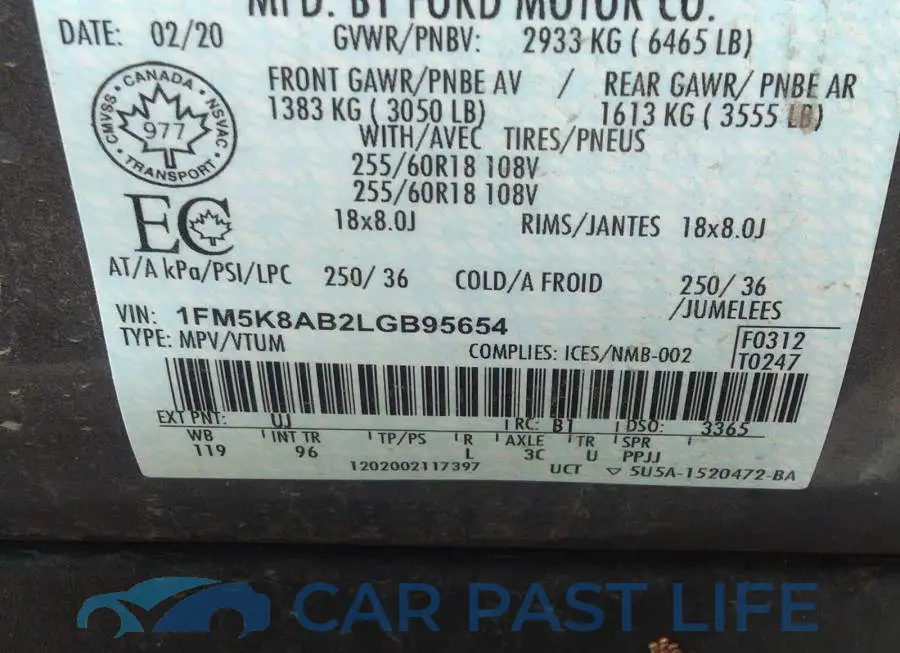 1FM5K8AB2LGB95654# 9