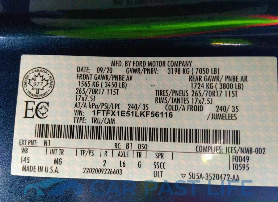 1FTFX1E51LKF56116# 9