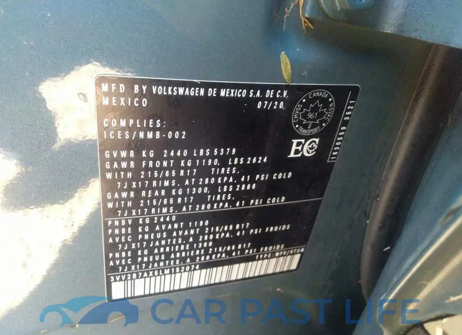 3VV2B7AX5LM152074# 9