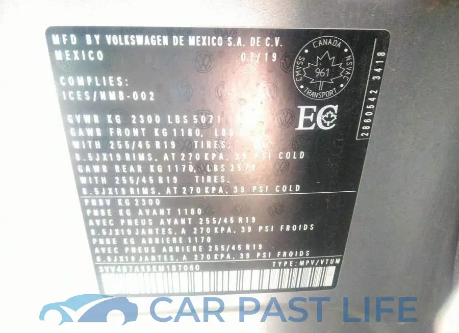 3VV4B7AX5KM187060# 9