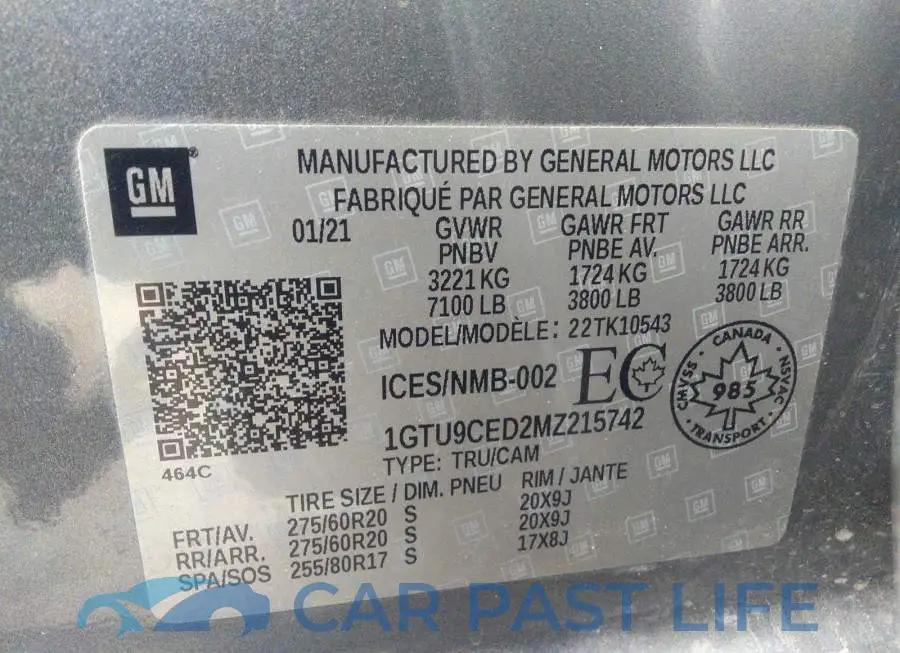 1GTU9CED2MZ215742# 9
