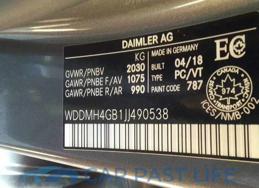 WDDMH4GB1JJ490538# 9