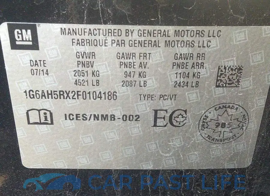 1G6AH5RX2F0104186# 9