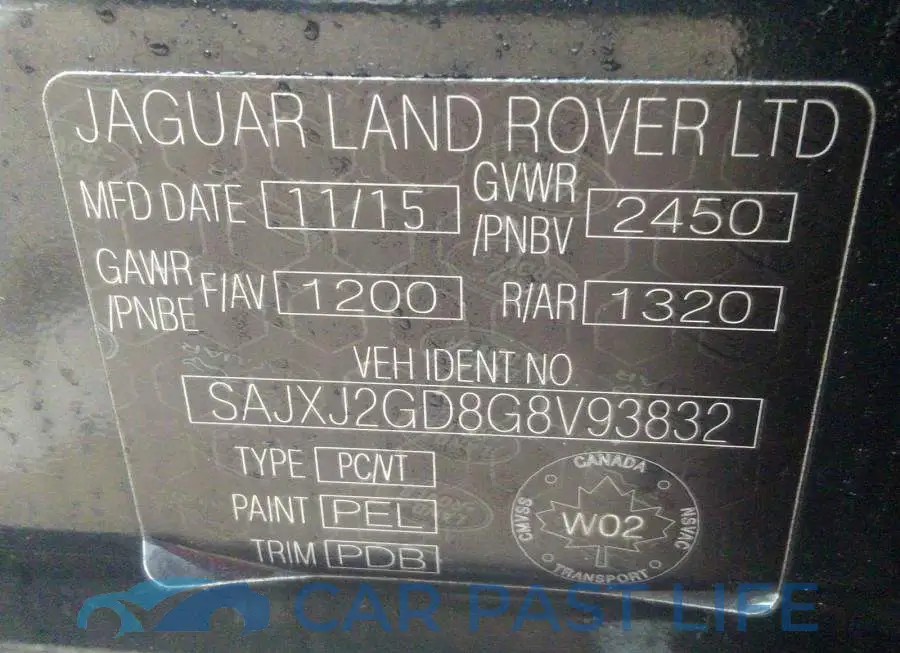 SAJXJ2GD8G8V93832# 9
