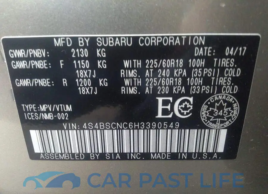 4S4BSCNC6H3390549# 9