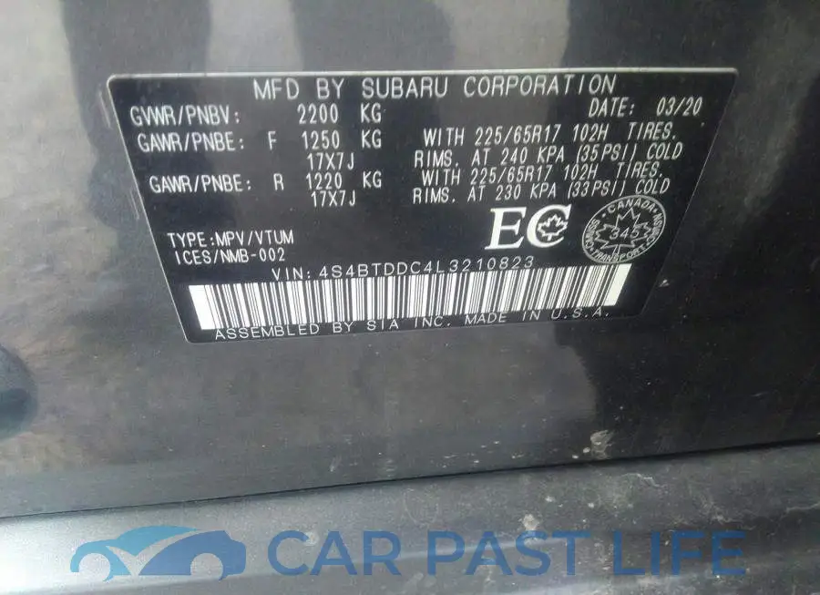 4S4BTDDC4L3210823# 9