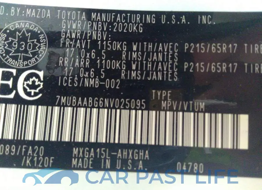 7MUBAABG6NV025095# 9