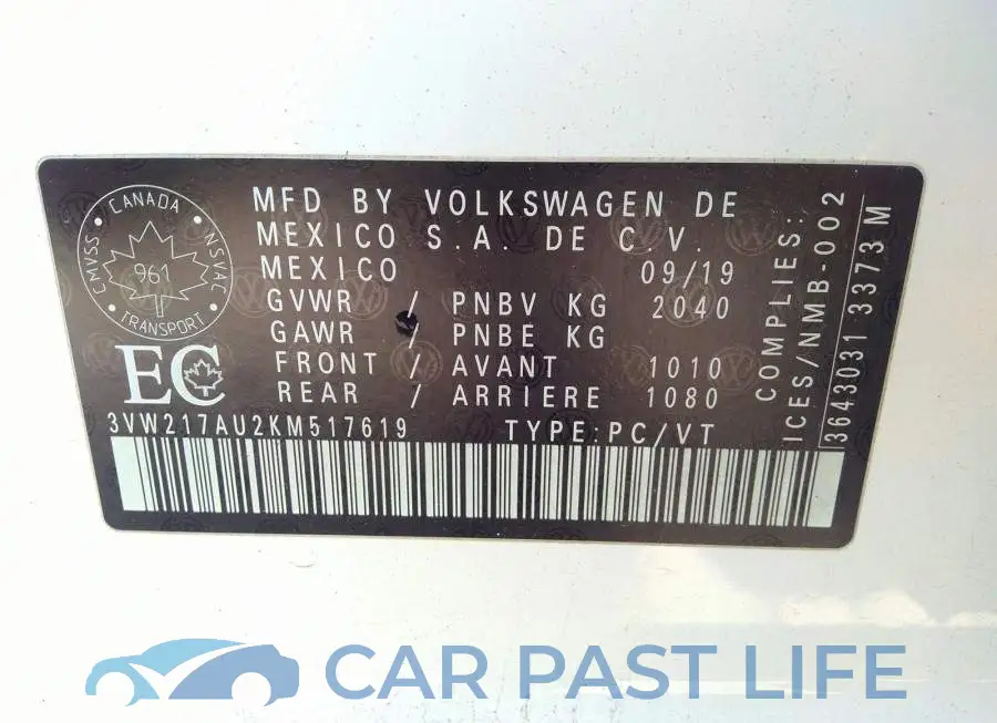 3VW217AU2KM517619# 9