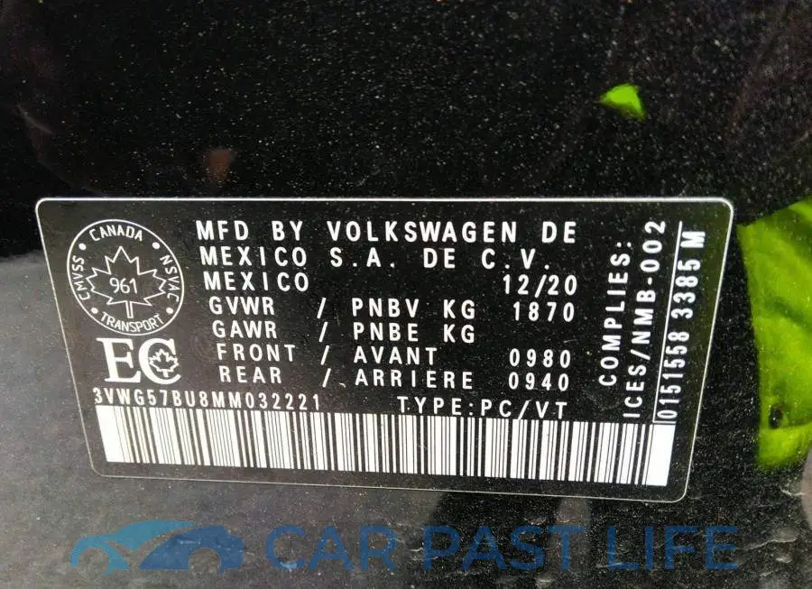 3VWG57BU8MM032221# 9