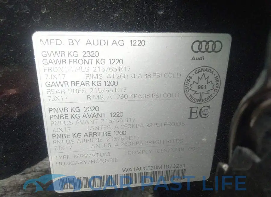WA1AUCF30M1073231# 9