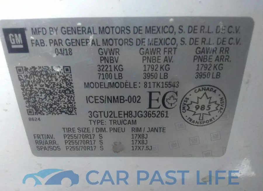 3GTU2LEH8JG365261# 9
